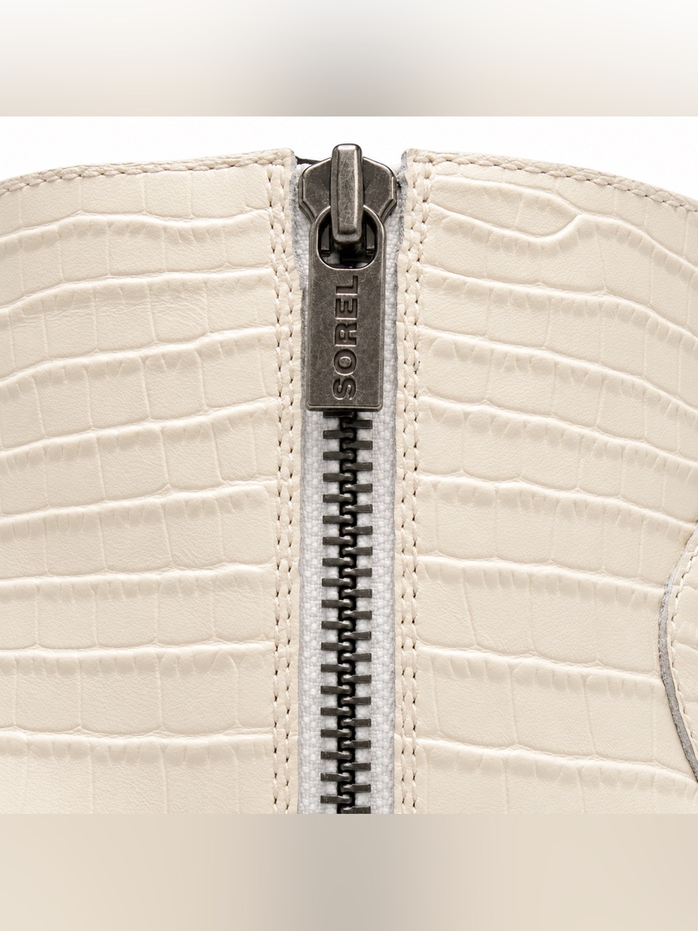 Sorel Ona Ave Zip Women's Cream Croc-Embossed Zip Ankle Boot - Picture 7 of 7